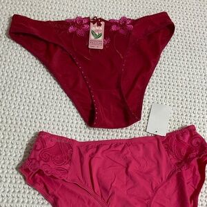 2pkg M bundle panties lingerie pink red 100% cotton panty Isadora Paccini Biflex